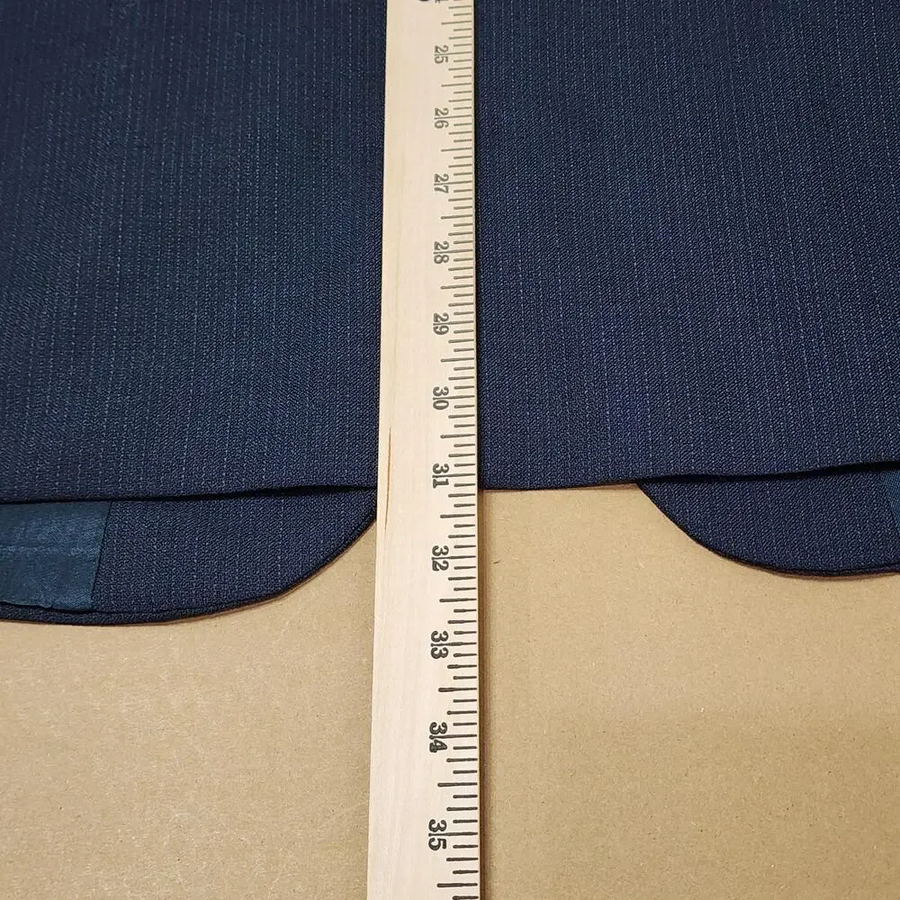 Barrington Suit Jacket Blazer Mens 44R Blue Striped Two Button Classic Fit